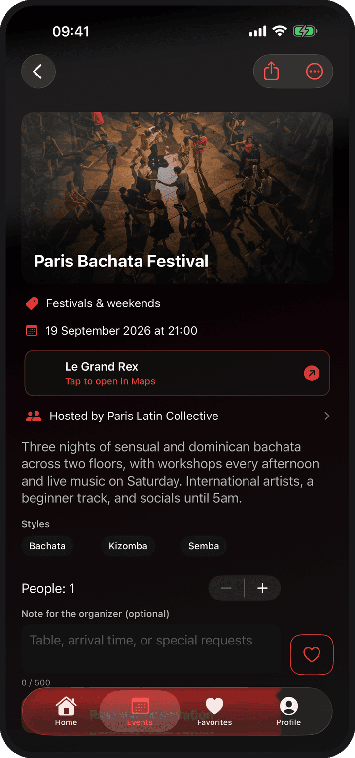Requesting a spot at an event